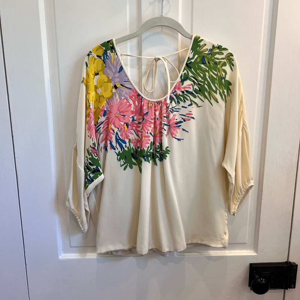 Tibi Cream Floral Blouse